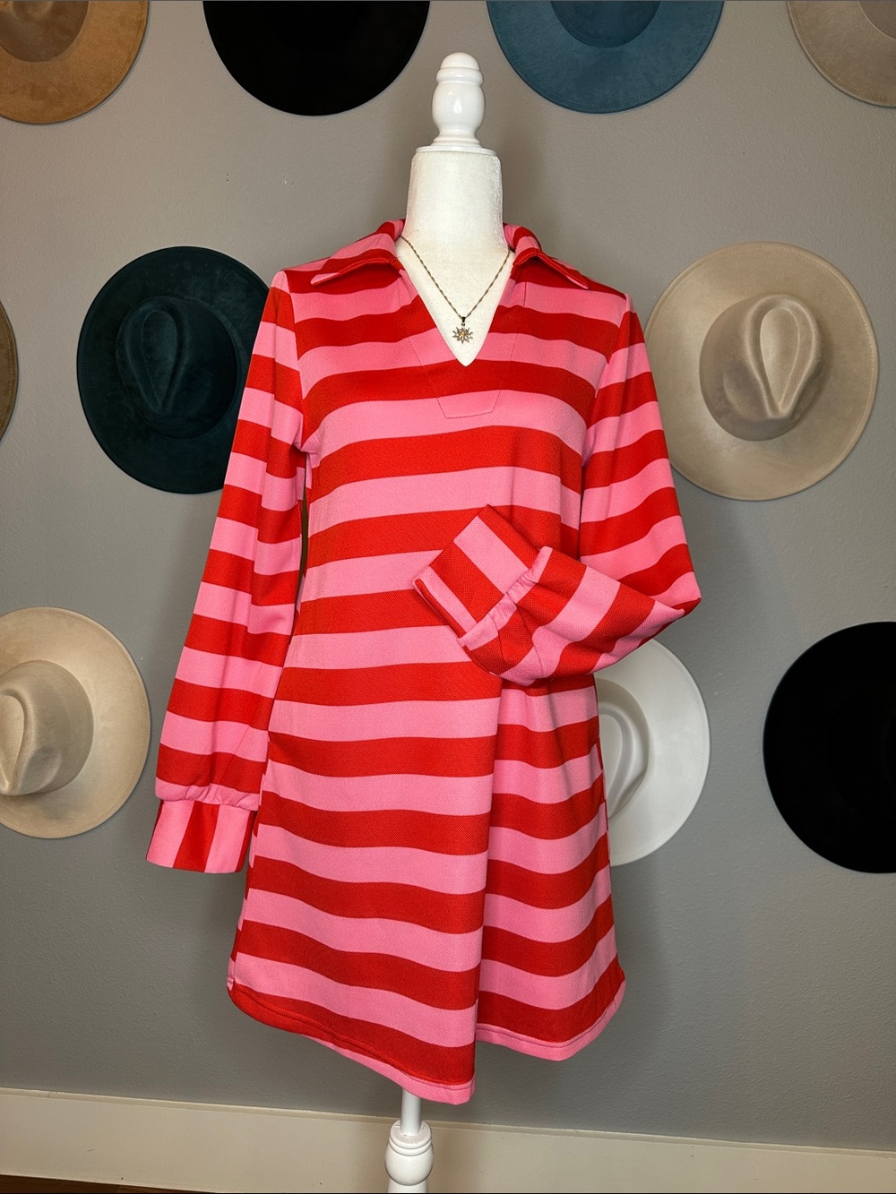 Striped Pink and Red Tunic Dress